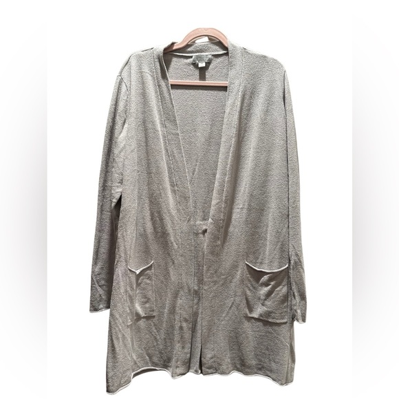 Barefoot Dreams COZYCHIC Ultra Light Cardigan Sweater, Robe, Light Grey, Size 1X - Picture 3 of 4